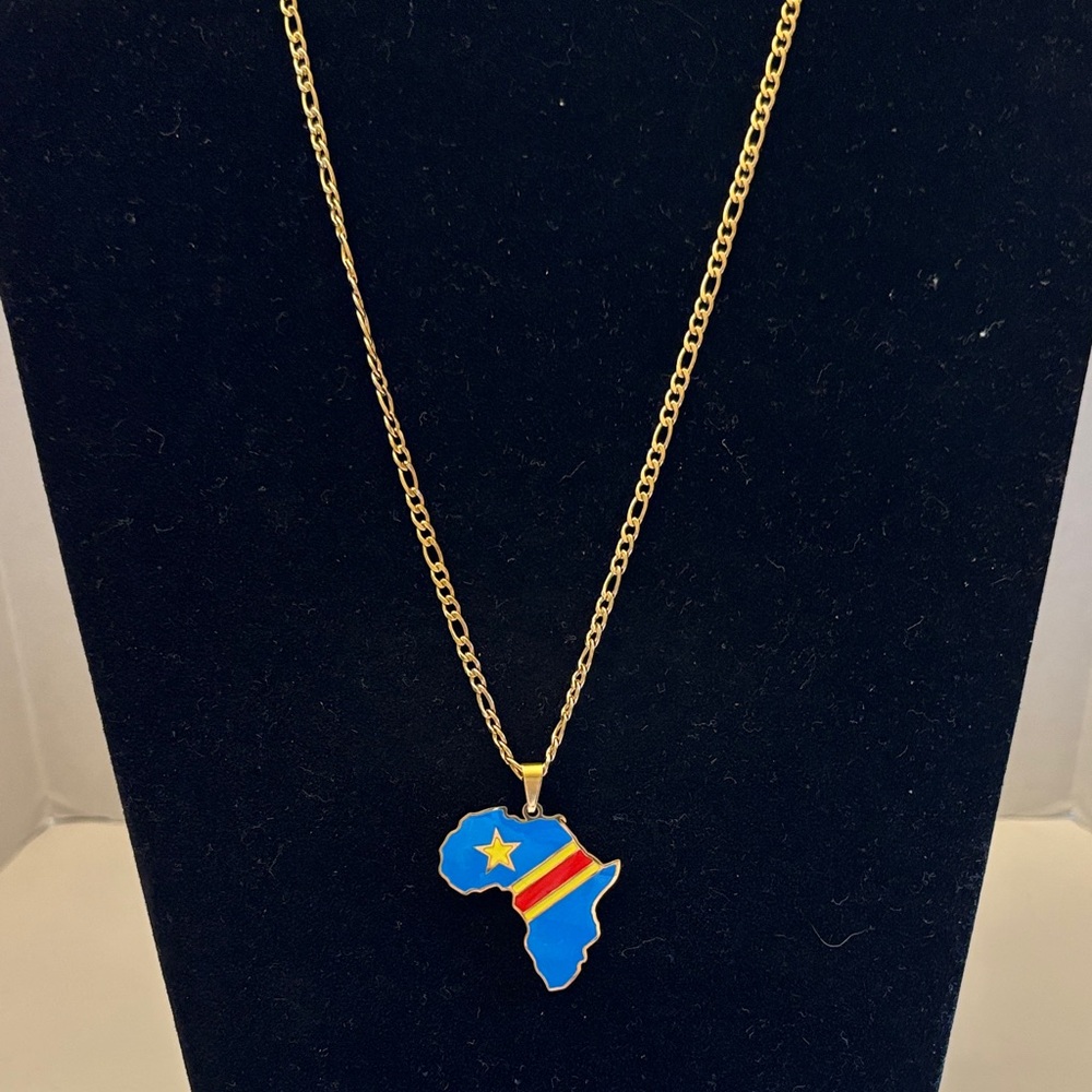 Hafrita Men’s Africa Pendant Necklace 23.6”